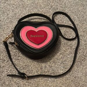 Juicy Couture Black and Pink Heart Crossbody Bag
